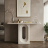 White 39.3"L x 9.8"W x 35.4"H Console Table with Arch Panel Design for Entryway and Living Room Image - 1