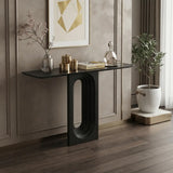 Black 39.3"L x 9.8"W x 35.4"H Console Table with Arch Panel Design for Entryway and Living Room Image - 5