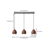 Contemporary 3-Light Brown Bell Island Pendant Light #size