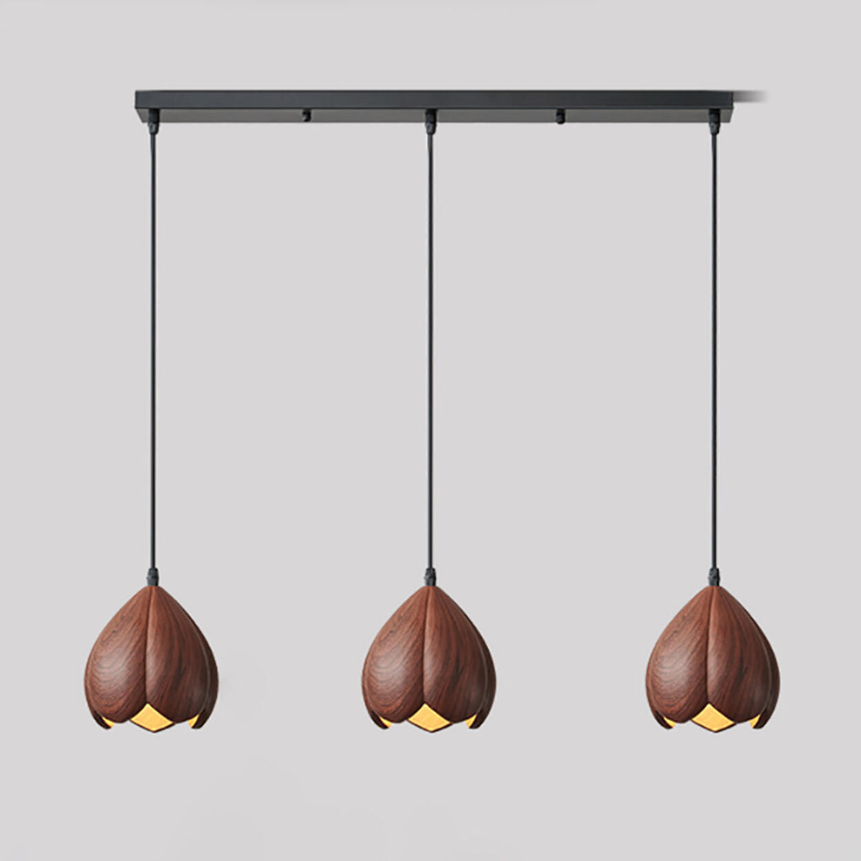 Contemporary 3-Light Brown Bell Island Pendant Light Image - 4