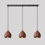 Contemporary 3-Light Brown Bell Island Pendant Light Image - 4