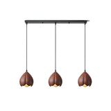 Contemporary 3-Light Brown Bell Island Pendant Light Image - 5