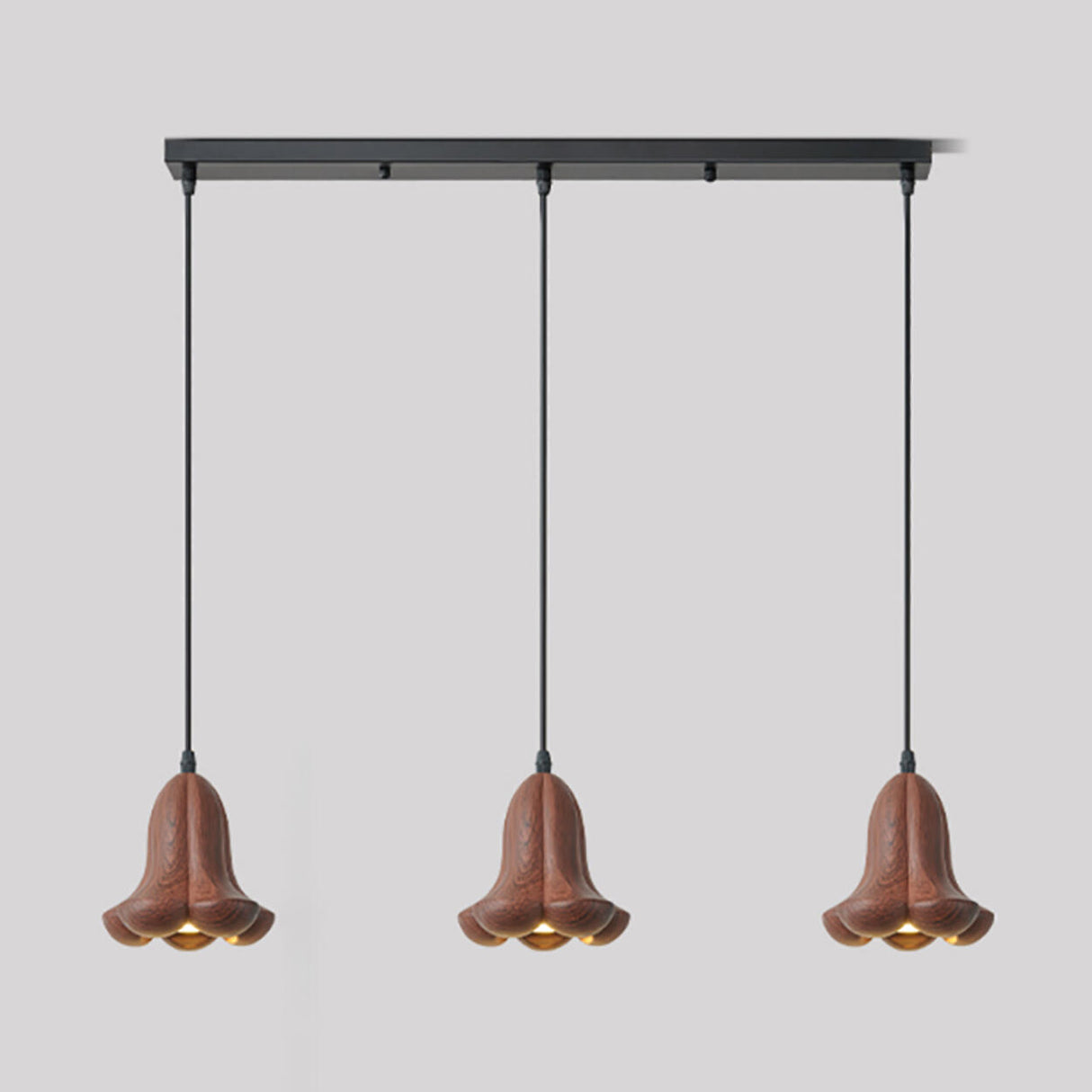 Contemporary 3-Light Brown Bell Island Pendant Light Image - 6