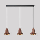 Contemporary 3-Light Brown Bell Island Pendant Light Image - 6