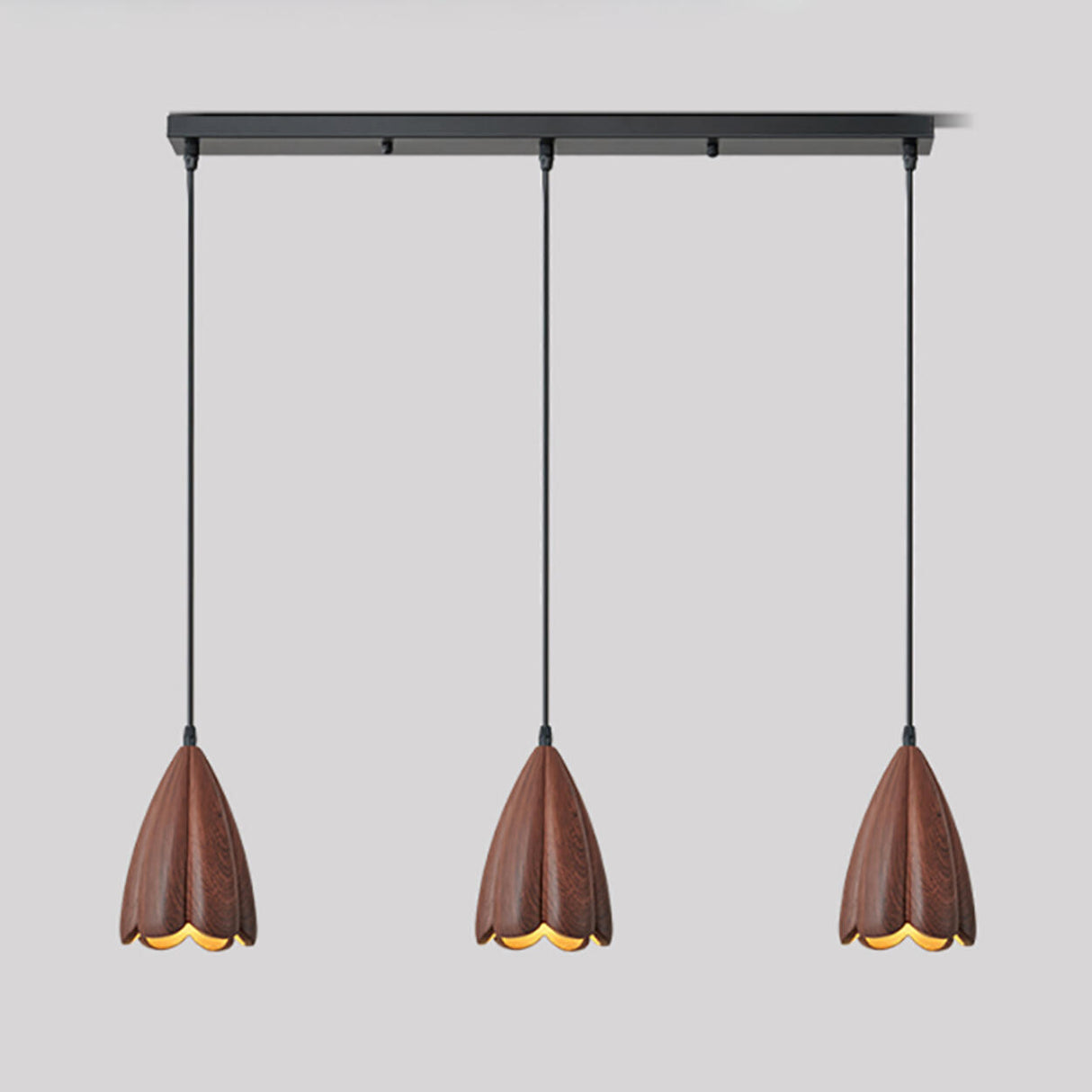 Contemporary 3-Light Brown Bell Island Pendant Light Image - 7