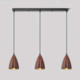Contemporary 3-Light Brown Bell Island Pendant Light Image - 7