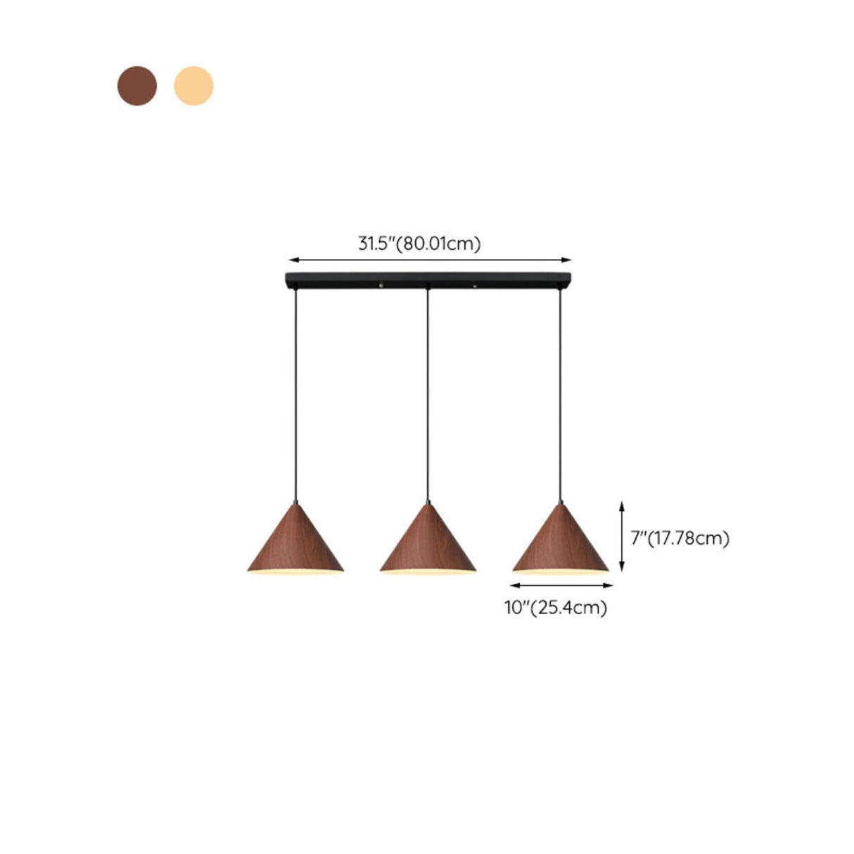 Contemporary 3-Light Cone Metal Island Hanging Light 