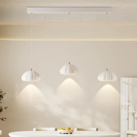 Contemporary 3-Light White Dome Island Hanging Light Image - 1