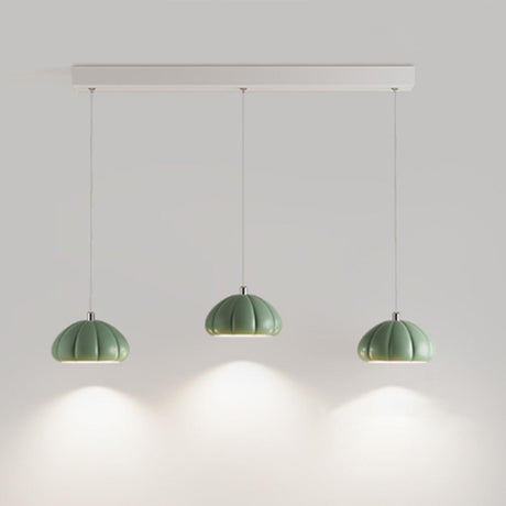 Contemporary 3-Light White Dome Island Hanging Light Image - 2