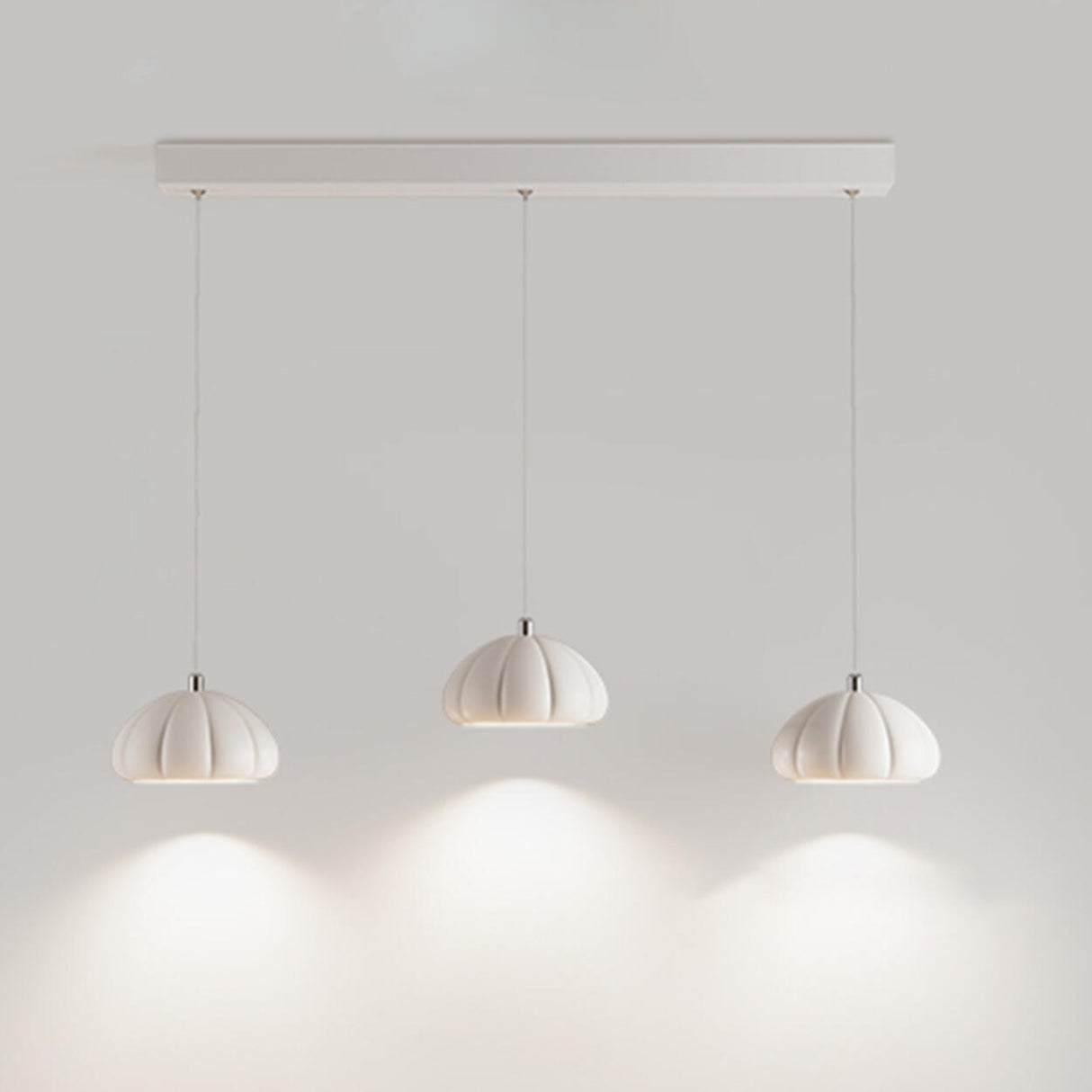Contemporary 3-Light White Dome Island Hanging Light Image - 3