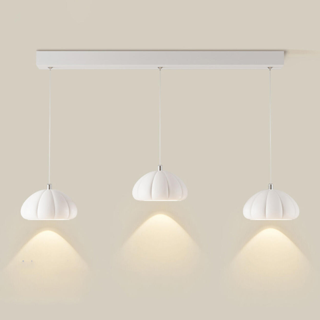 Contemporary 3-Light White Dome Island Hanging Light Image - 6