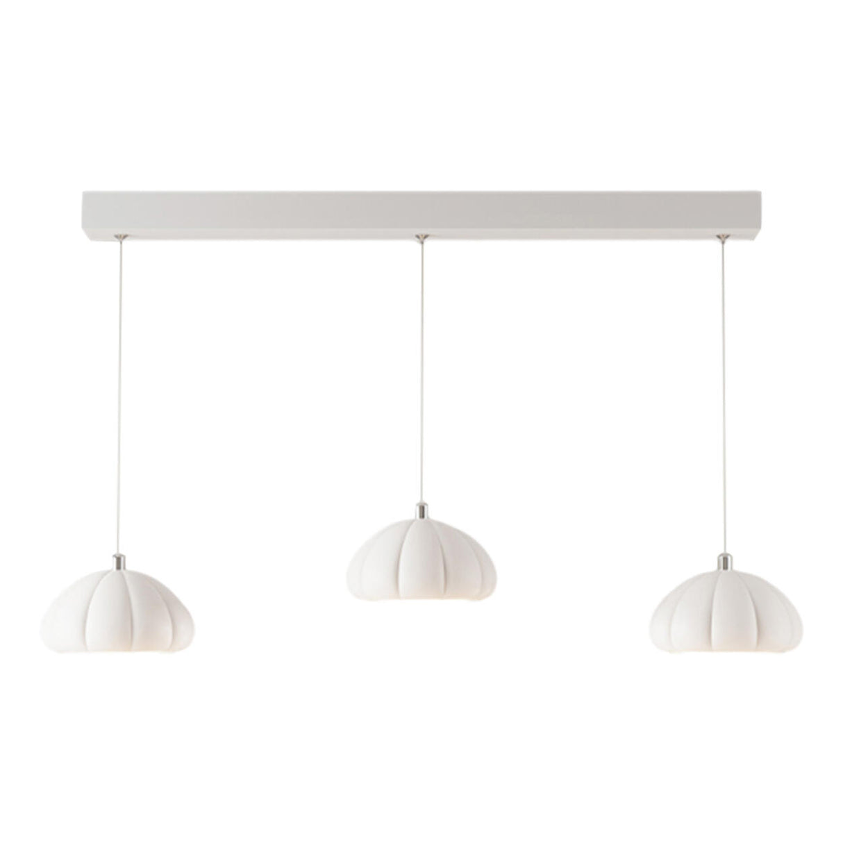 Contemporary 3-Light White Dome Island Hanging Light Image - 7