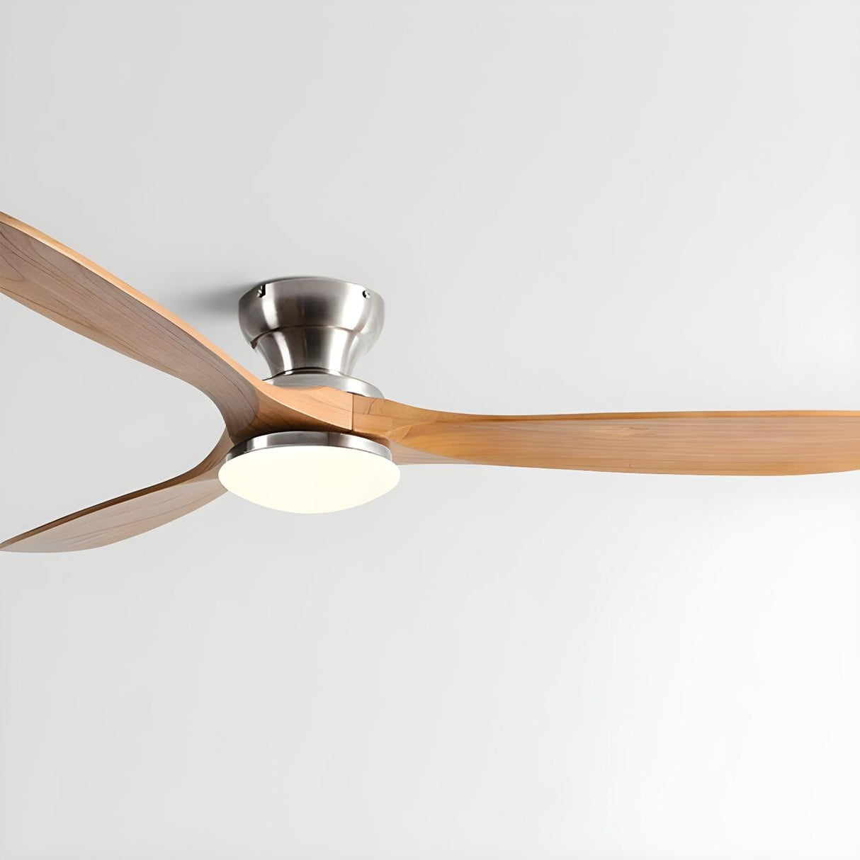 Contemporary 3 Solid Wood Blades Ceiling Fan with Light Image - 10