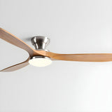 Contemporary 3 Solid Wood Blades Ceiling Fan with Light Image - 10
