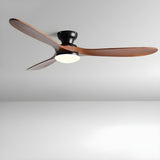 Contemporary 3 Solid Wood Blades Ceiling Fan with Light Image - 2