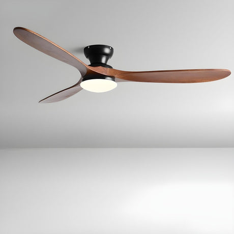 Contemporary 3 Solid Wood Blades Ceiling Fan with Light Image - 2