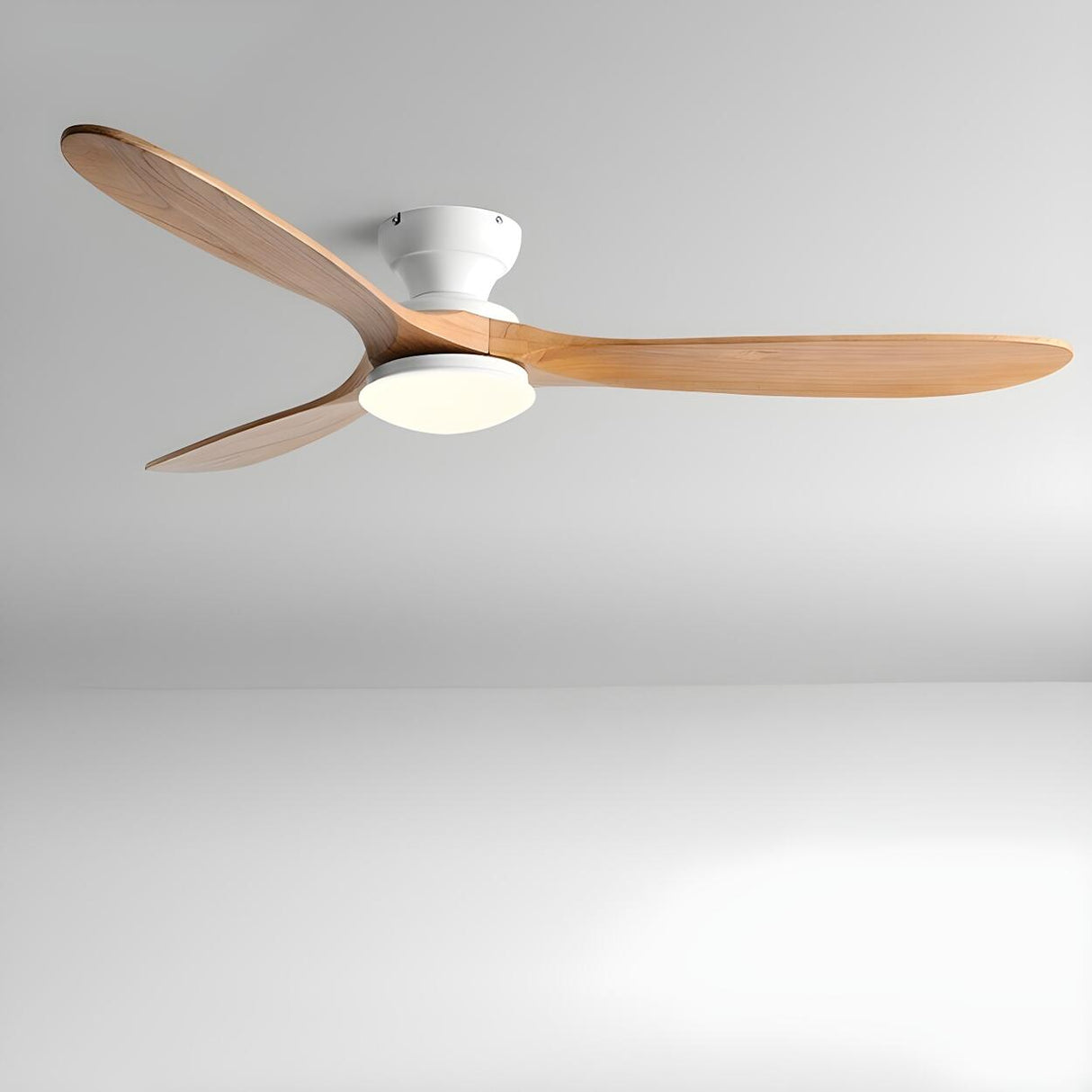 Contemporary 3 Solid Wood Blades Ceiling Fan with Light Image - 3