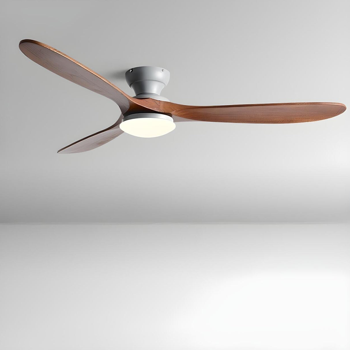 Contemporary 3 Solid Wood Blades Ceiling Fan with Light Image - 5