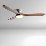 Contemporary 3 Solid Wood Blades Ceiling Fan with Light Image - 5