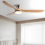 Contemporary 3 Solid Wood Blades Ceiling Fan with Light Image - 6