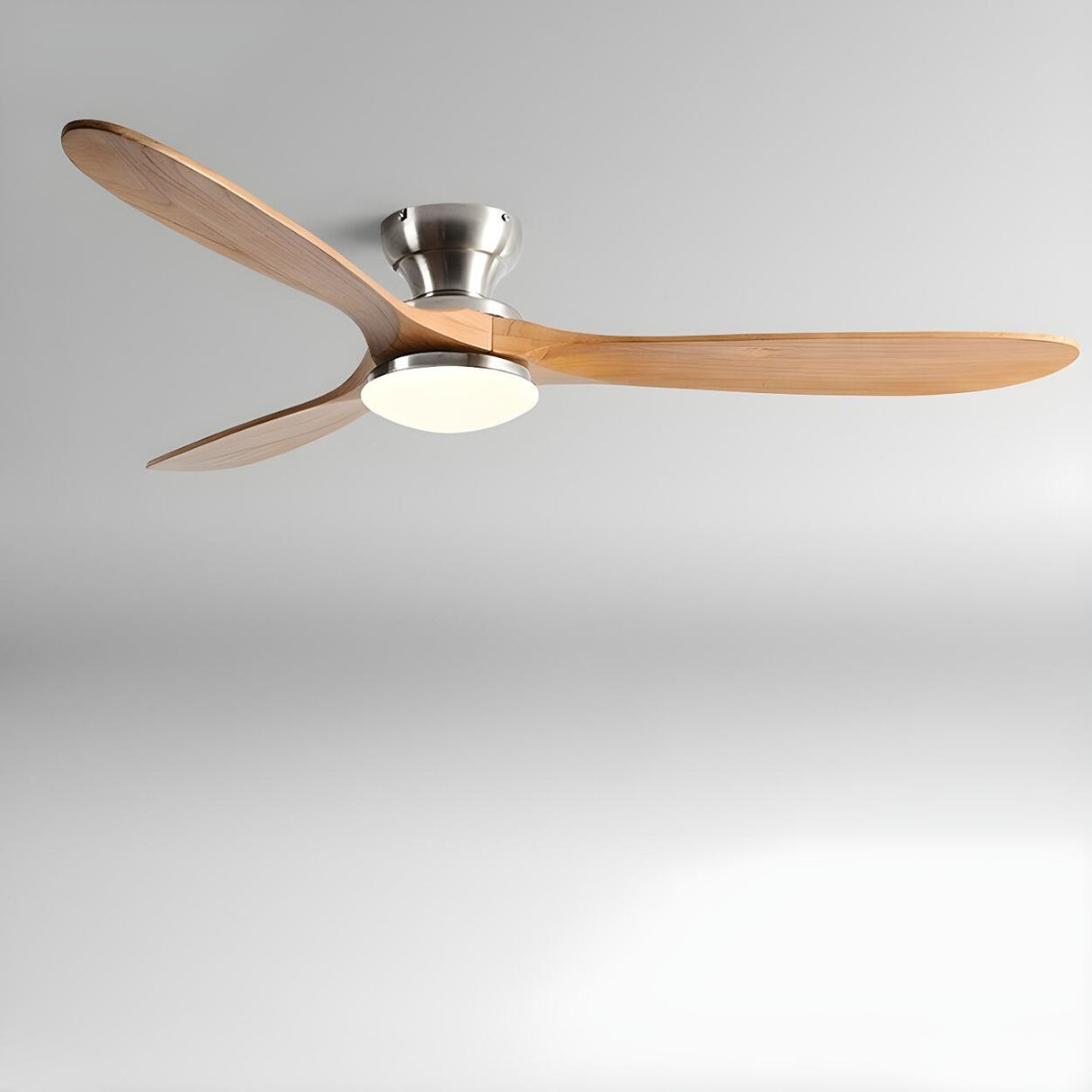 Contemporary 3 Solid Wood Blades Ceiling Fan with Light Image - 7