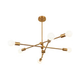 Contemporary 3 Tiers Gold Sputnik Exposed Bulb Chandelier Image - 4