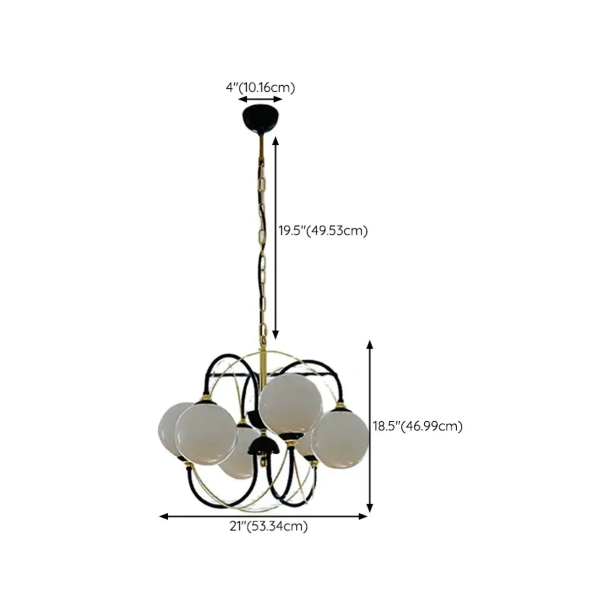 Contemporary 6 Lights Globe Chandelier Adjustable Height  