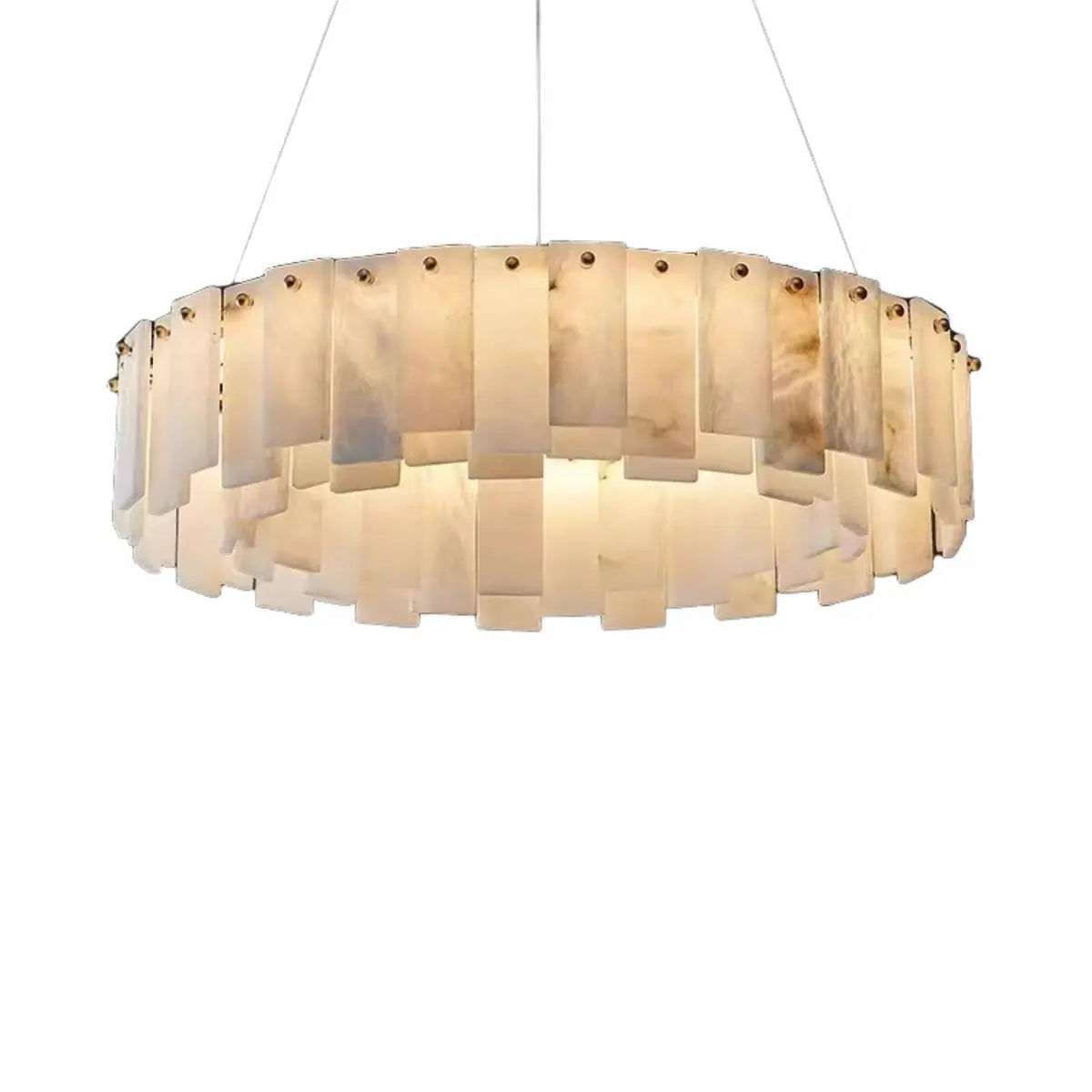 Contemporary Alabaster Circular Chandelier for Living Room