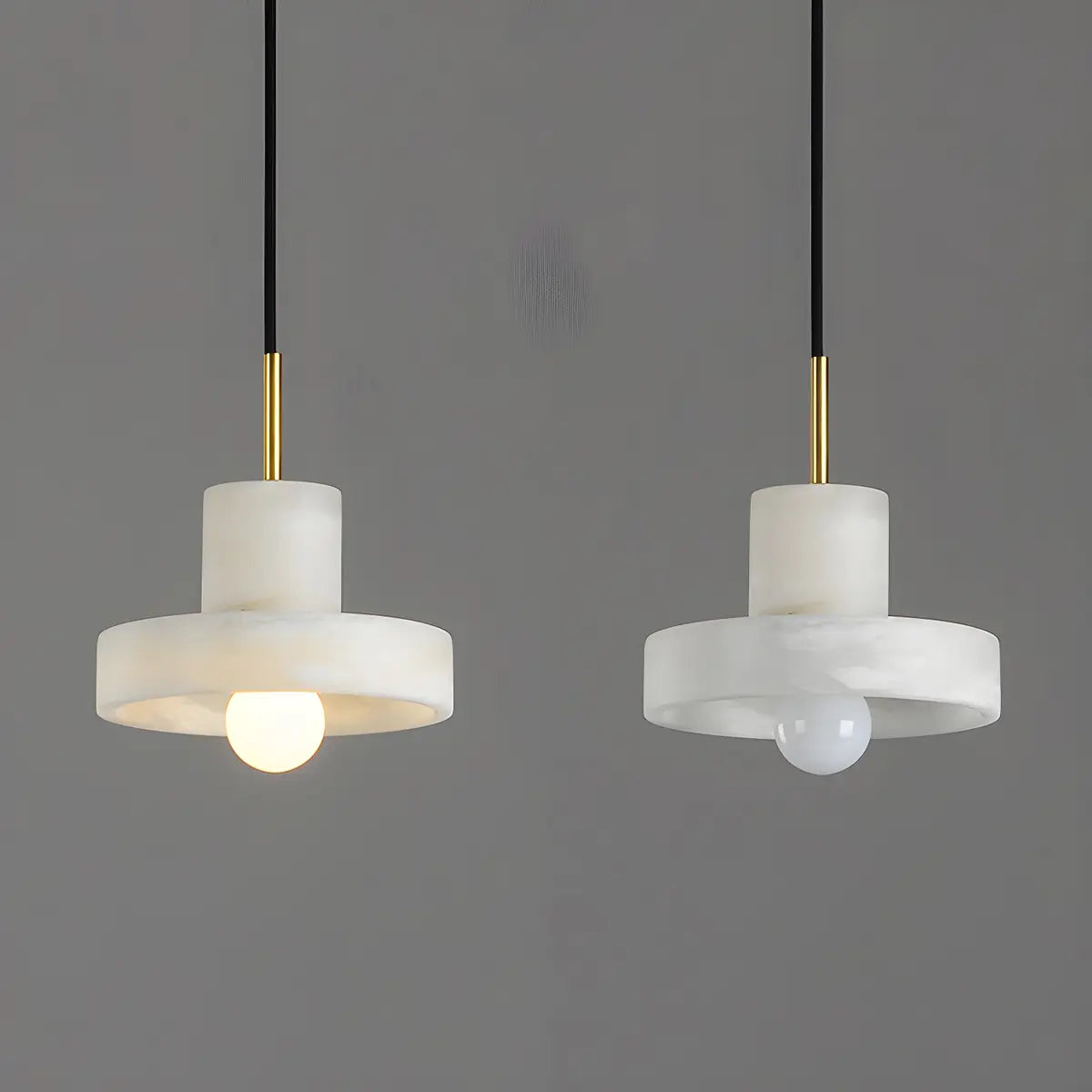 Contemporary Alabaster Cylinder Bedroom Pendant Light Image - 10