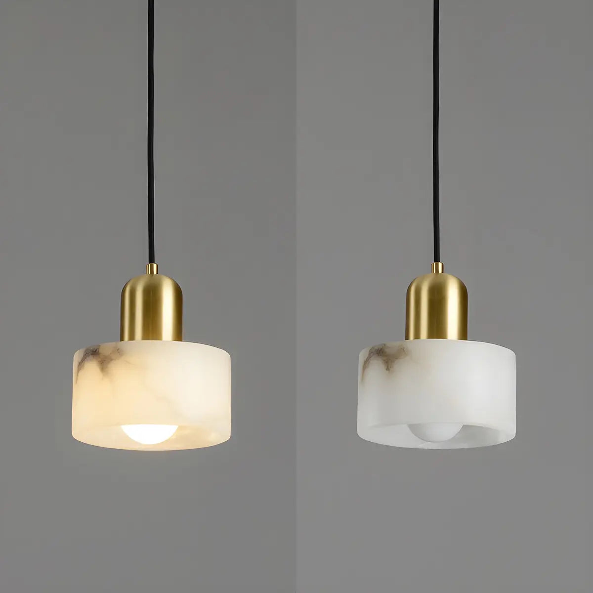 Contemporary Alabaster Cylinder Bedroom Pendant Light Image - 11