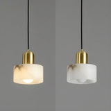 Contemporary Alabaster Cylinder Bedroom Pendant Light Image - 11