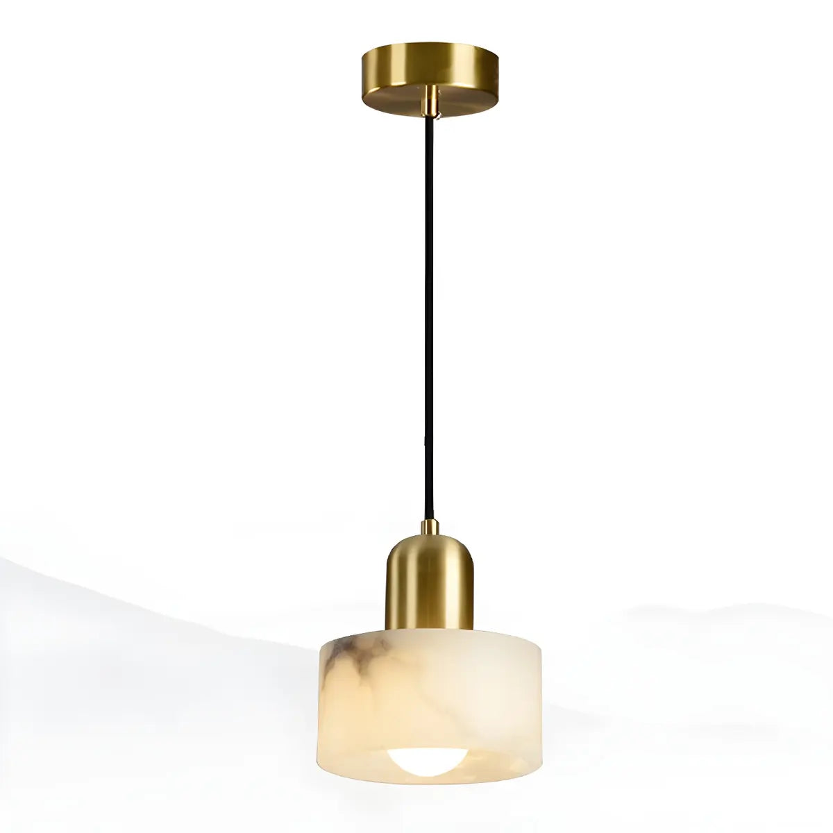 Contemporary Alabaster Cylinder Bedroom Pendant Light Image - 7