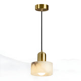 Contemporary Alabaster Cylinder Bedroom Pendant Light Image - 7