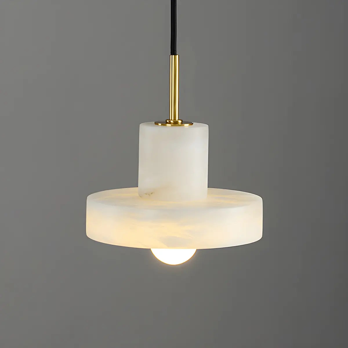 Contemporary Alabaster Cylinder Bedroom Pendant Light Image - 8