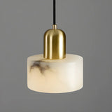 Contemporary Alabaster Cylinder Bedroom Pendant Light Image - 9