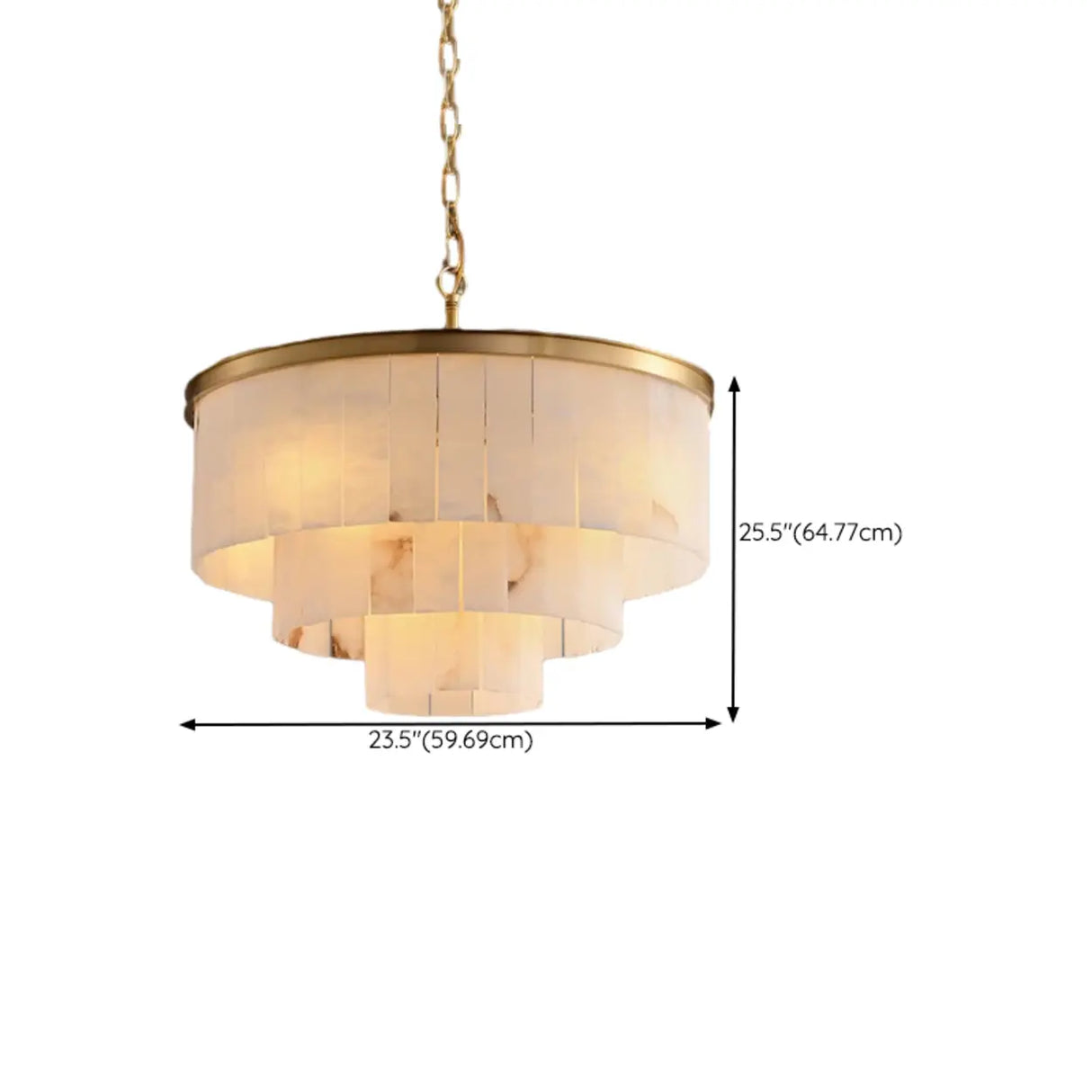Contemporary Alabaster Tiered Gold Living Room Chandelier Image - 17
