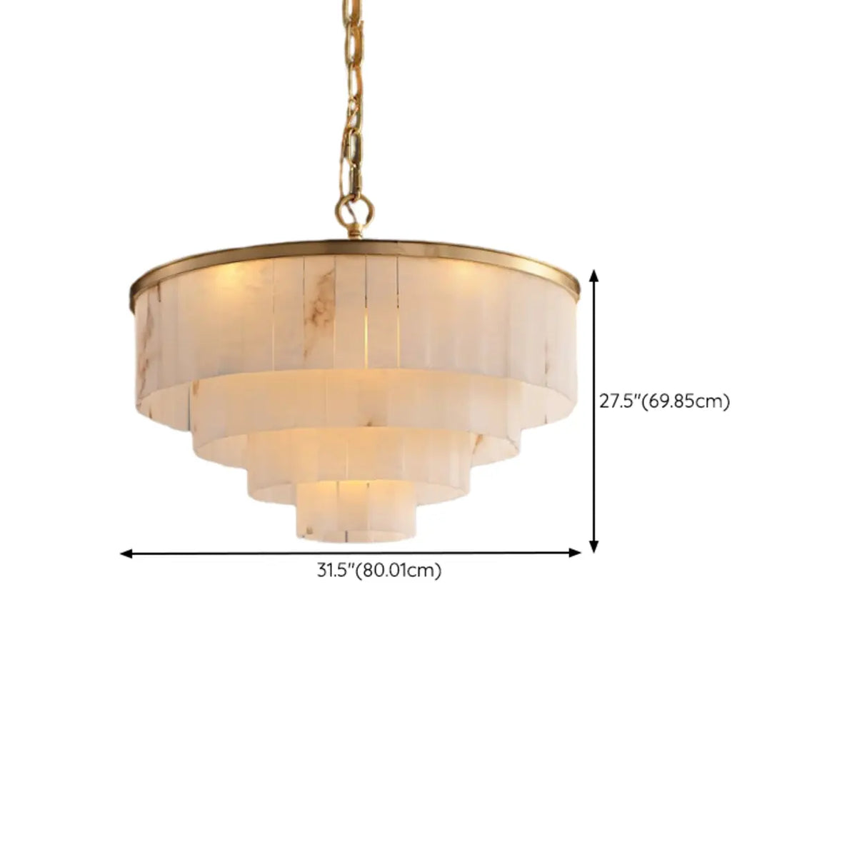Contemporary Alabaster Tiered Gold Living Room Chandelier Image - 18