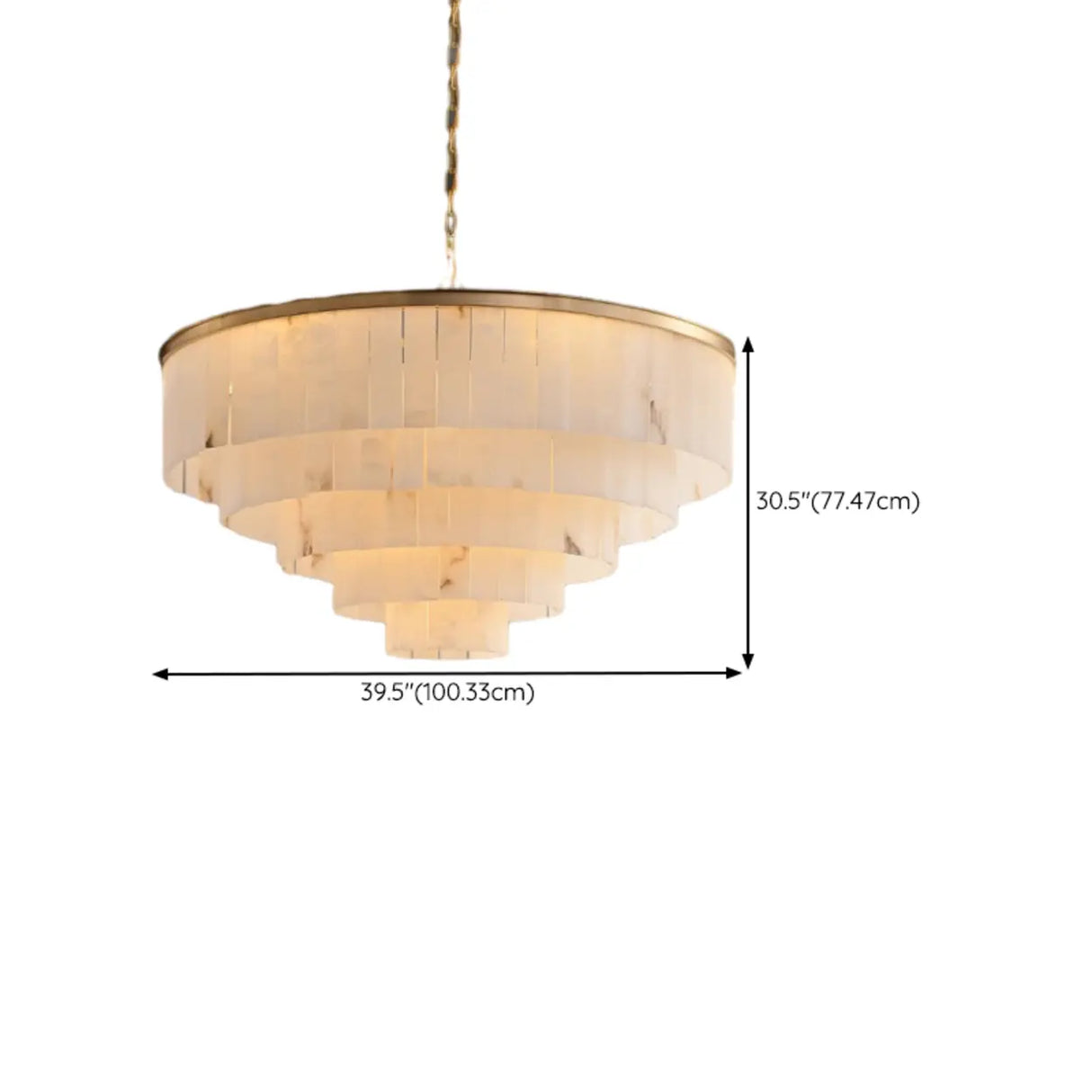 Contemporary Alabaster Tiered Gold Living Room Chandelier Image - 19