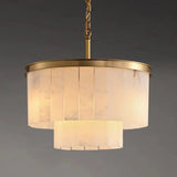 Contemporary Alabaster Tiered Gold Living Room Chandelier Image - 8