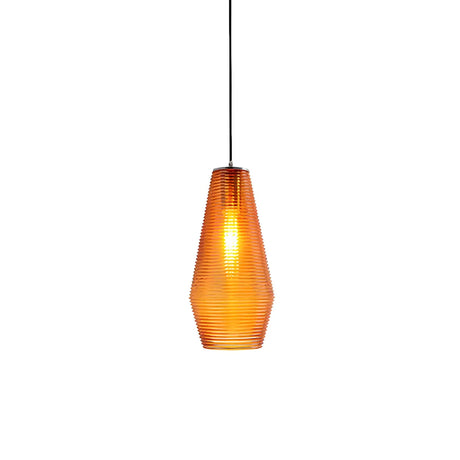 Contemporary Amber Vase-Shaped Pendant Light 1-Light Image - 2