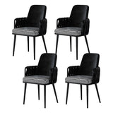 Contemporary Armchair Woven Fabric Black Office Chair Image - 17