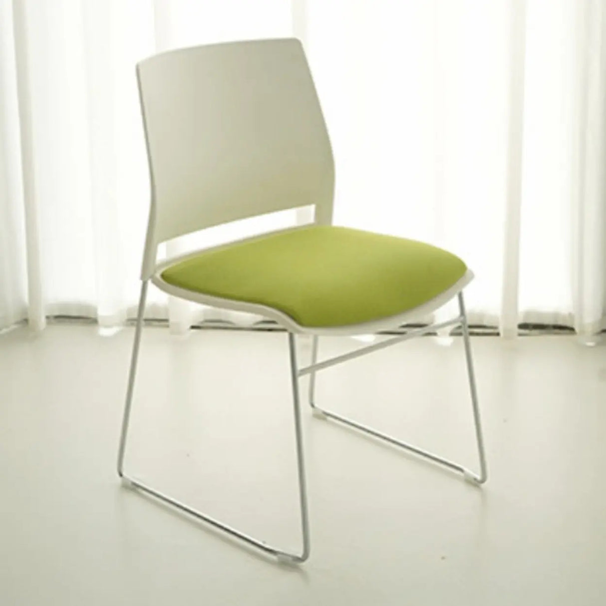 Contemporary Armless Plastic Metal Frame Study Office Chair Image - 10