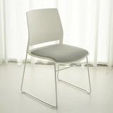 Contemporary Armless Plastic Metal Frame Study Office Chair Image - 12