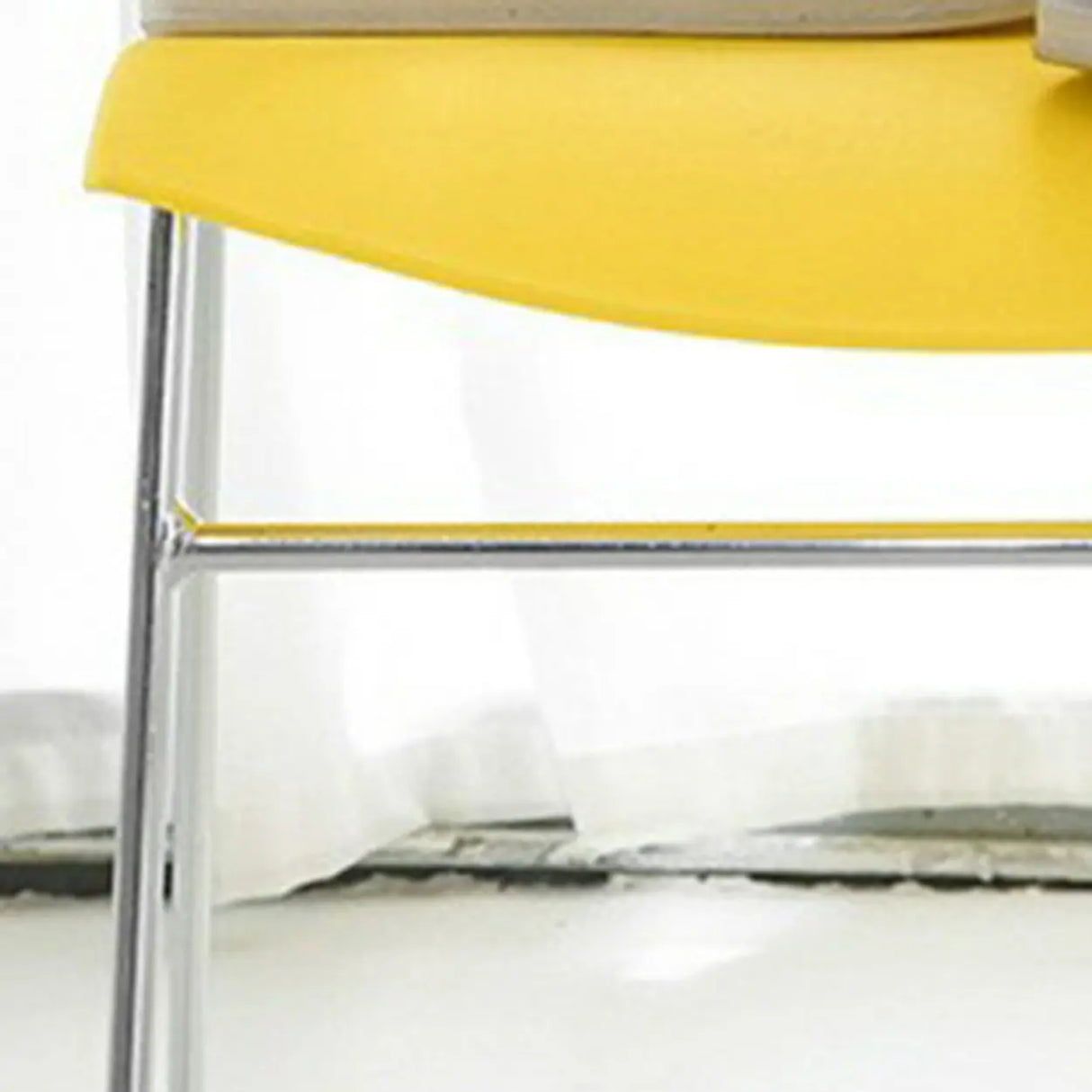 Contemporary Armless Plastic Metal Frame Study Office Chair Image - 13