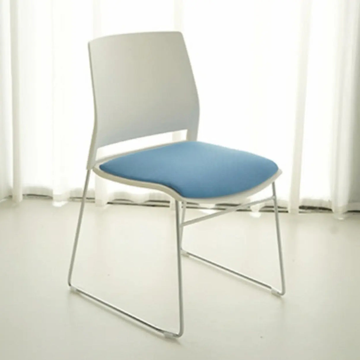 Contemporary Armless Plastic Metal Frame Study Office Chair Image - 15