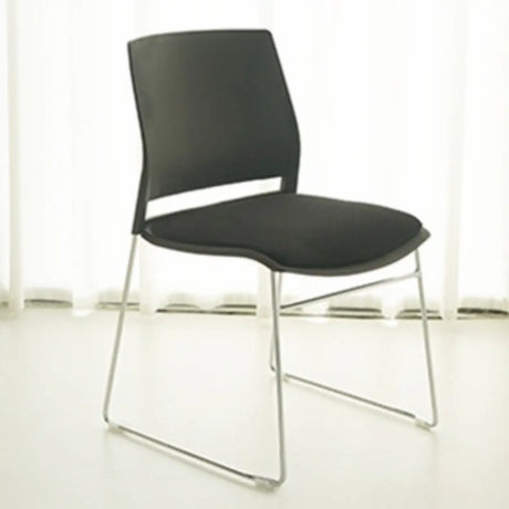 Contemporary Armless Plastic Metal Frame Study Office Chair Image - 2