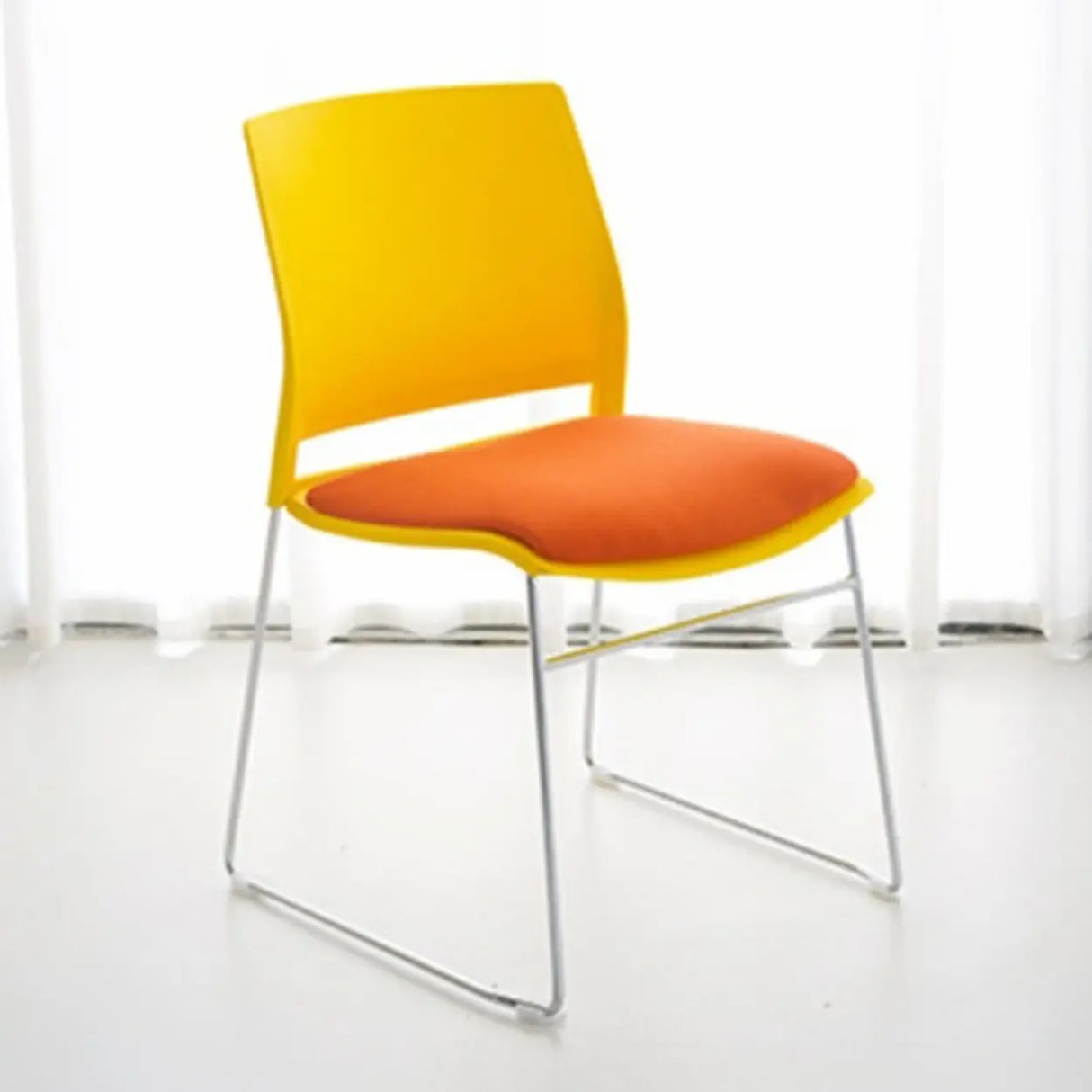 Contemporary Armless Plastic Metal Frame Study Office Chair Image - 22