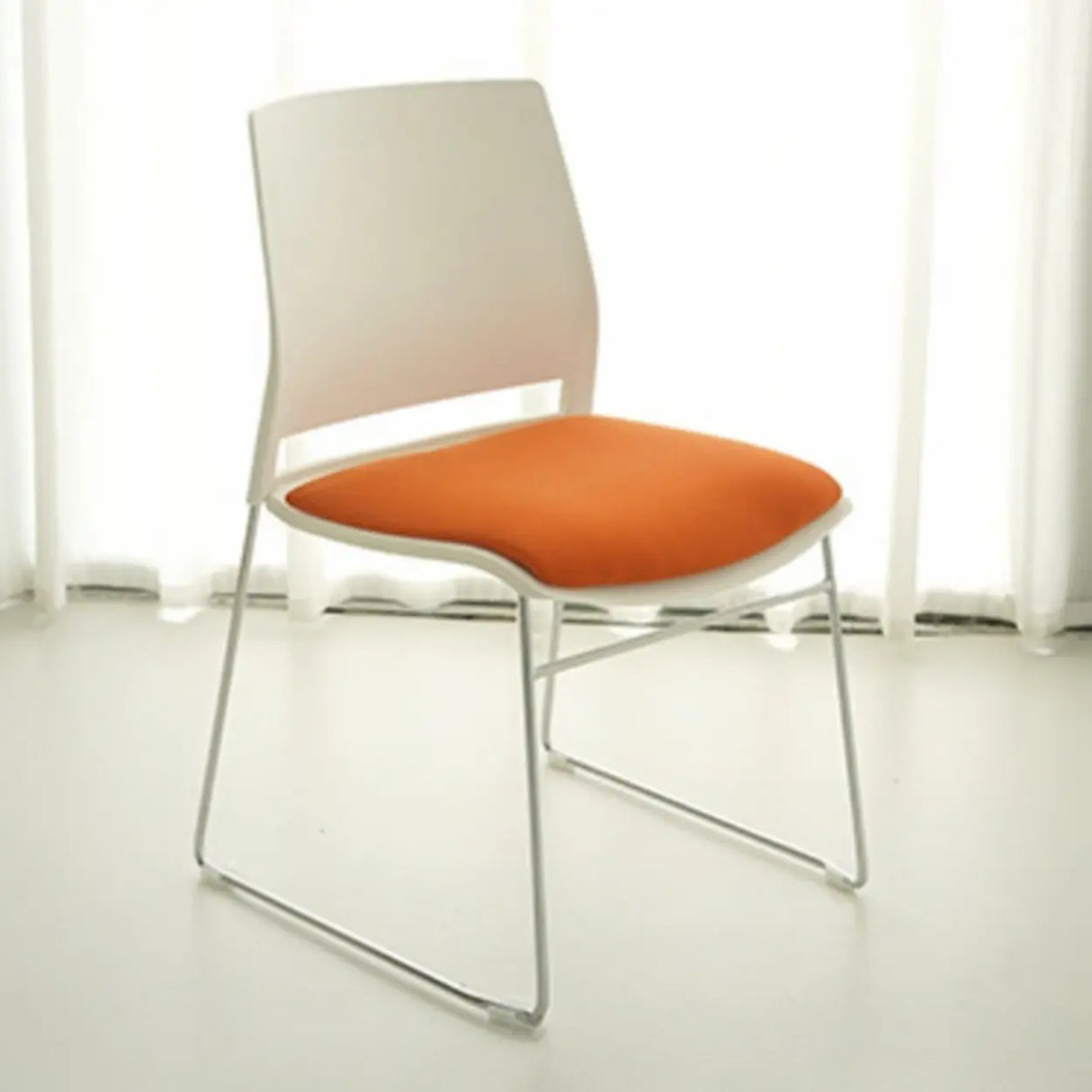 Contemporary Armless Plastic Metal Frame Study Office Chair Image - 23