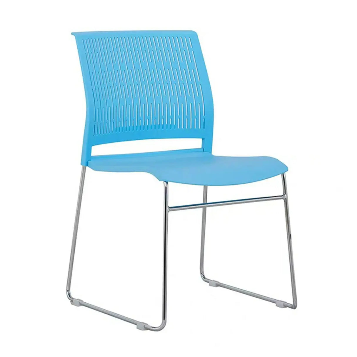 Contemporary Armless Plastic Metal Frame Study Office Chair Image - 30