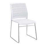 Contemporary Armless Plastic Metal Frame Study Office Chair Image - 31
